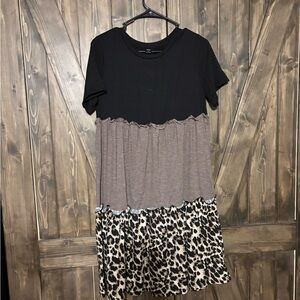 SHEIN Black and Leopard Print Dress